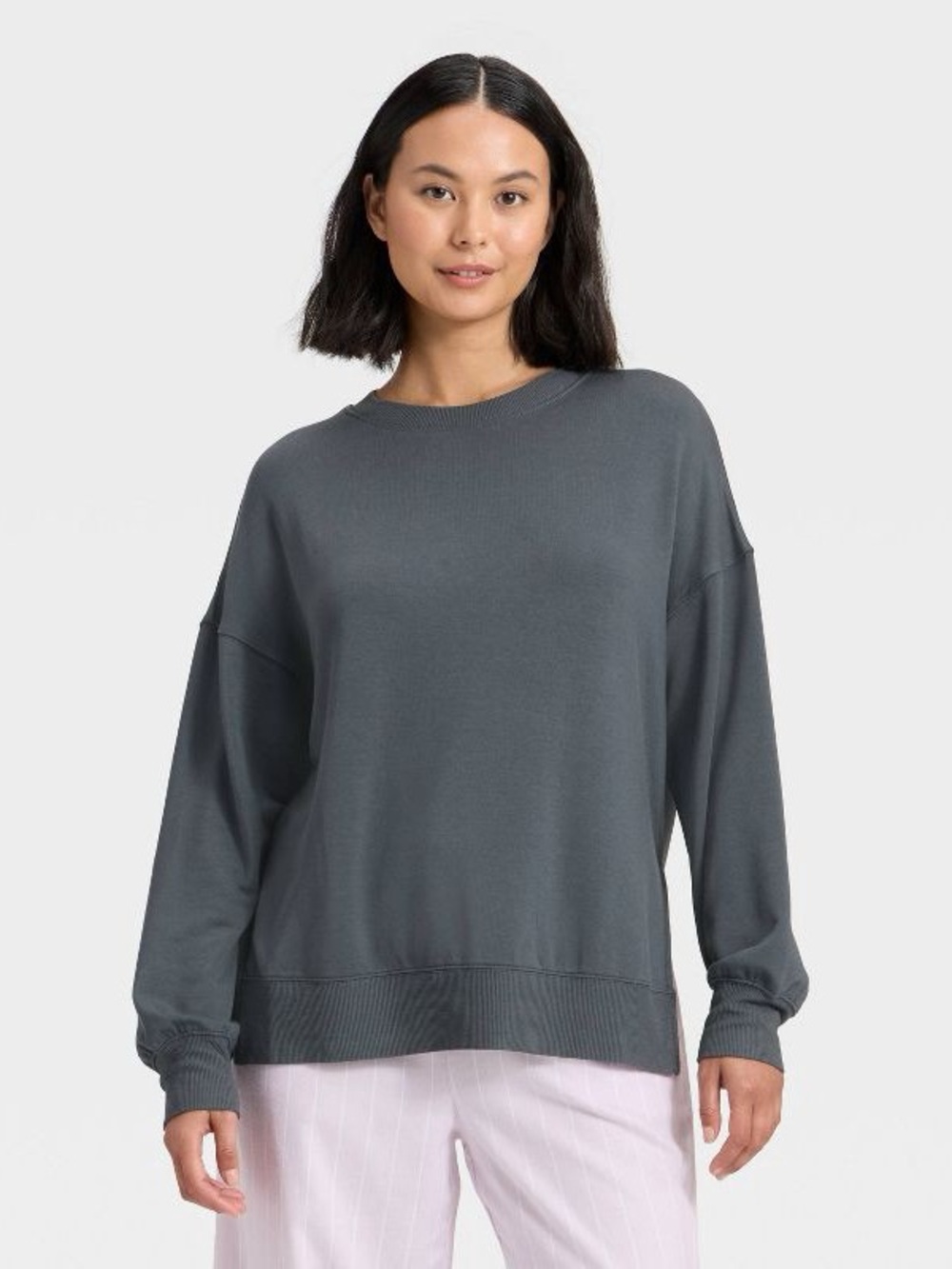 Wild Fable Women's PeachySoft French Terry Fleece Crewneck Sweatshirt – Charcoal